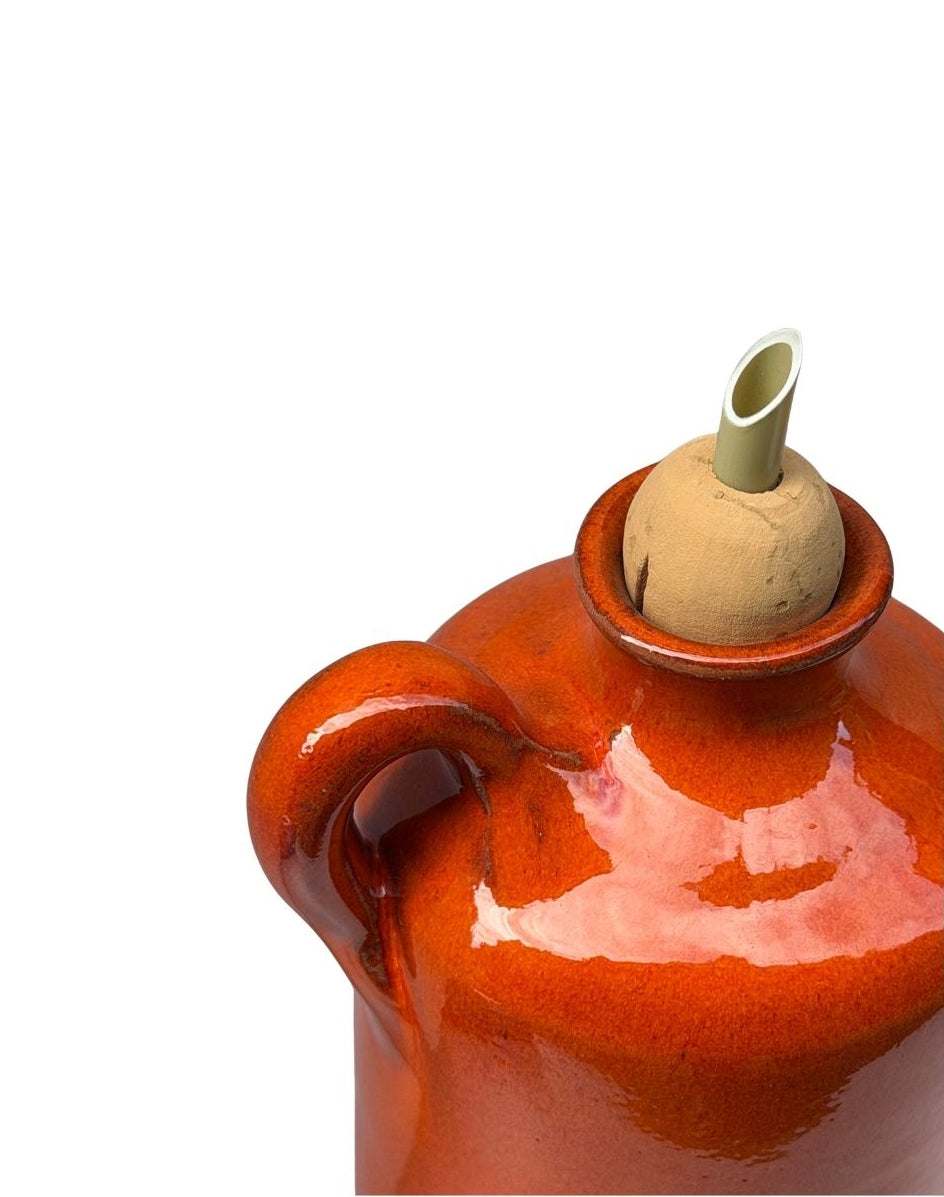 Alhama green ceramic oil can from Almeria