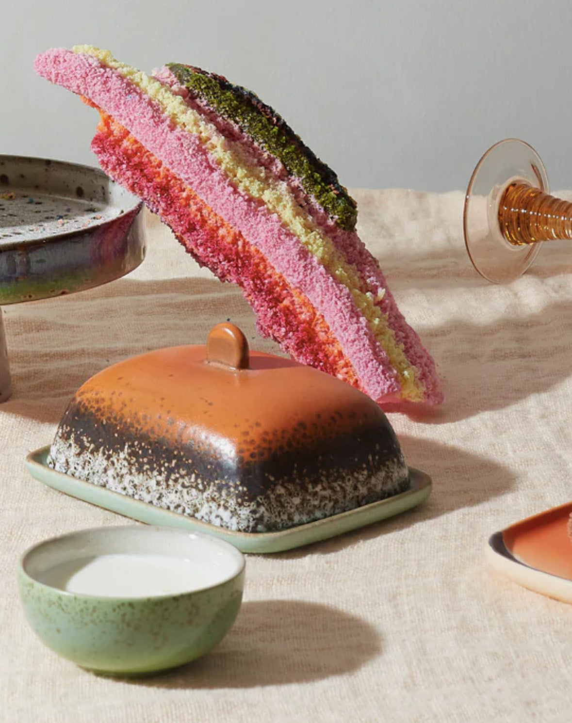 70s ceramics: butter dish, meteor 