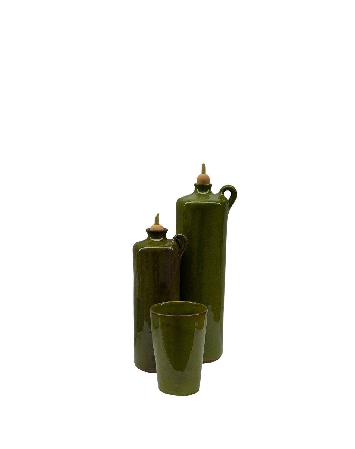 Alhama green ceramic oil can from Almeria
