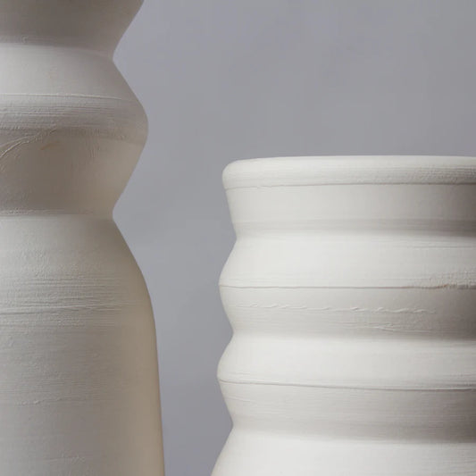 white clay tria vase