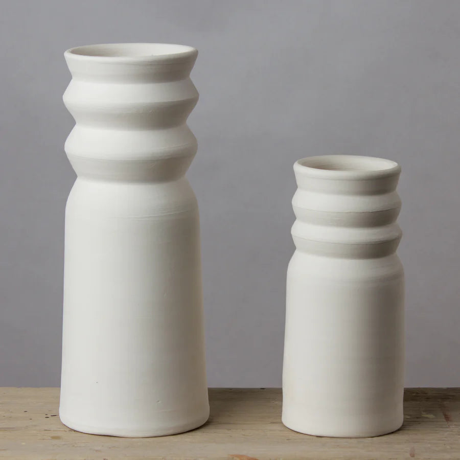 white clay tria vase