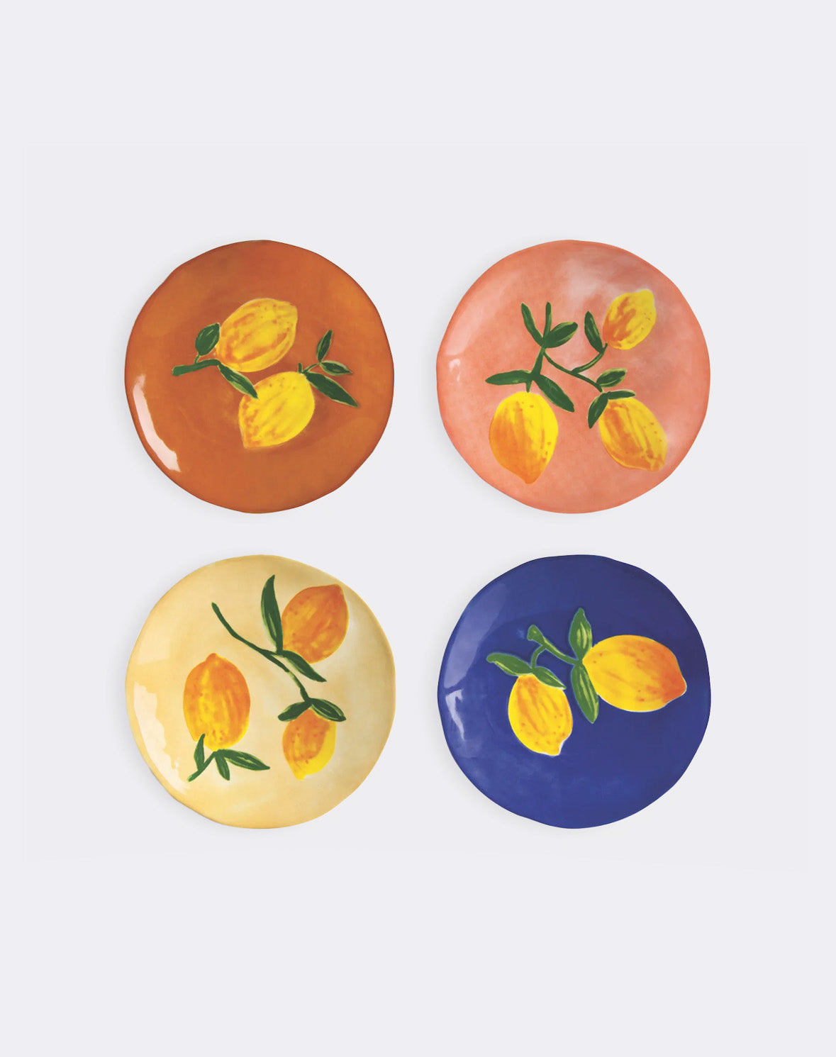 Set of 4 lemon dessert plates