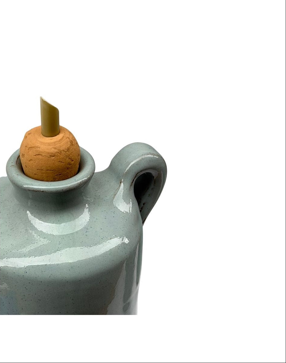 Alhama green ceramic oil can from Almeria