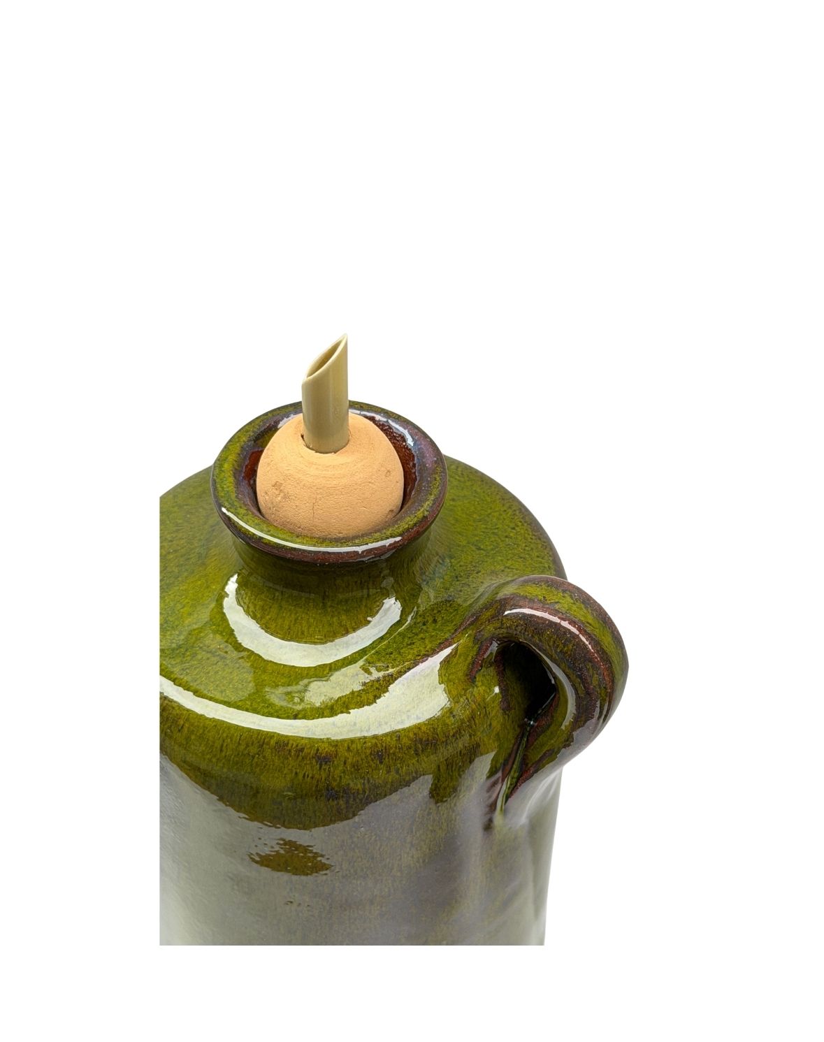Alhama green ceramic oil can from Almeria