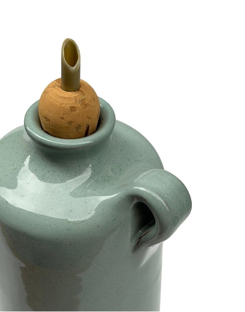 Alhama green ceramic oil can from Almeria
