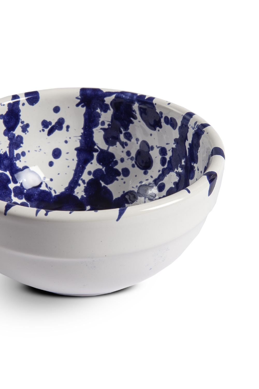 Bol ceramica La Bisbal blanco y azul Brava