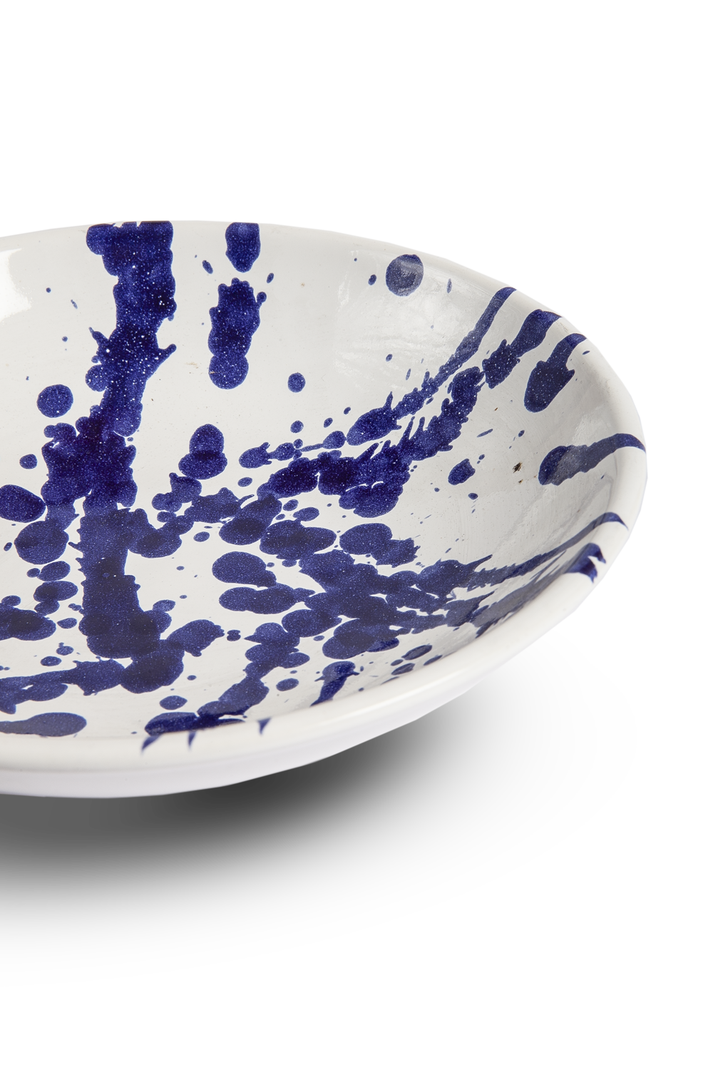 Plato ceramica La Bisbal blanco y azul Brava