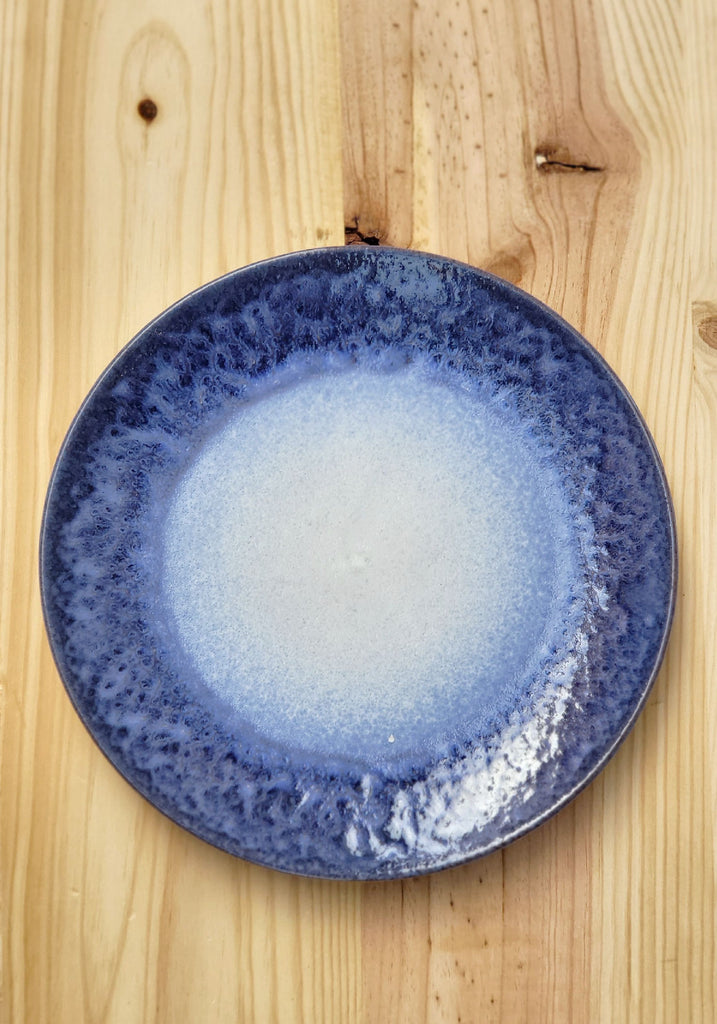 Plato de postre azul cerámica